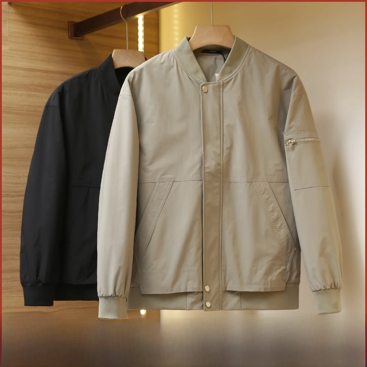 

Classic MA Cotton Jaet for Men with ket Baseball Collar Lightweight Warmth Youth Trend Stand Fit Long Sve Zipper