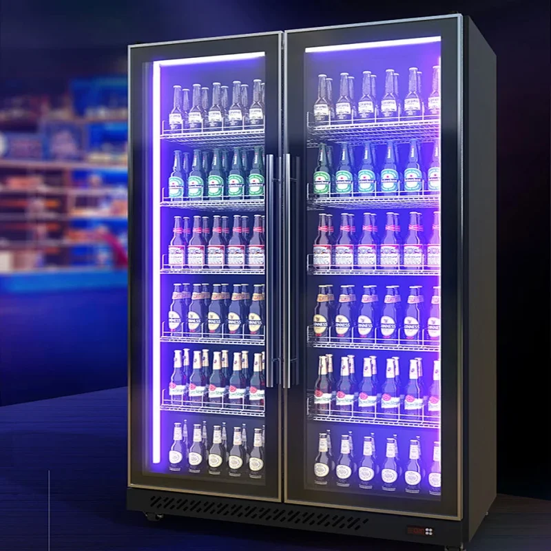 

Высококачественная коммерческая морозильная камера с воздушным охлаждением, двойная дверь, дисплей для супермаркетов, охладитель для отелей, ресторанов, справедливовая цена, вертикальная, бесплатно