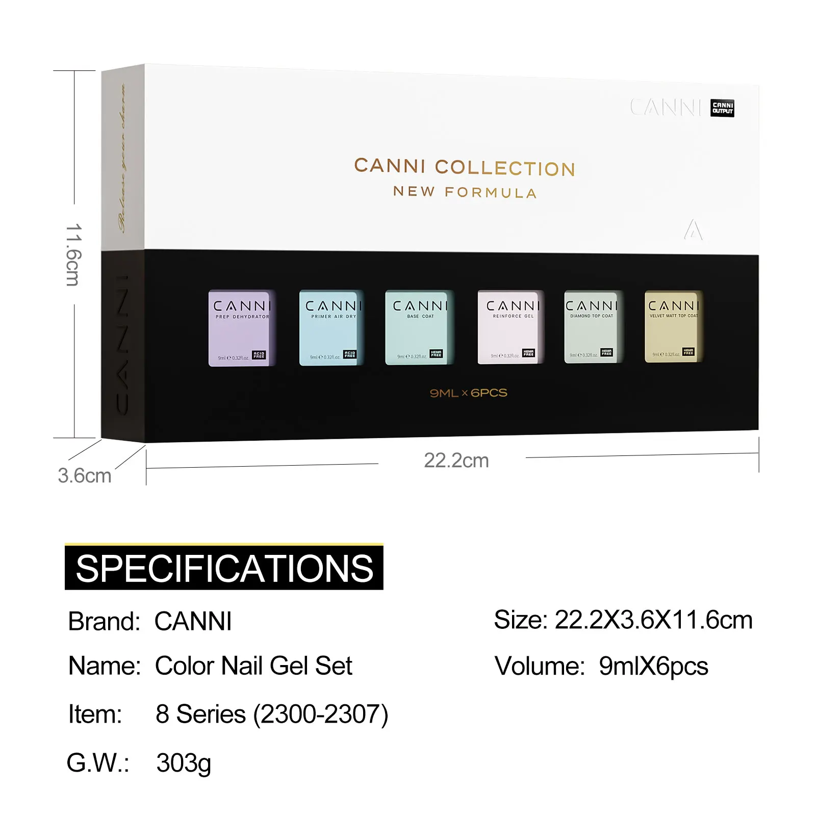 9ml*6 Stück CANNI TPO-FREIES Nagel-Gel-Lack-Set Nude Pink Farbe Soak-Off UV LED Gel Semi-Permanent Langanhaltende Maniküre DIY Gel-Set – Detail 9