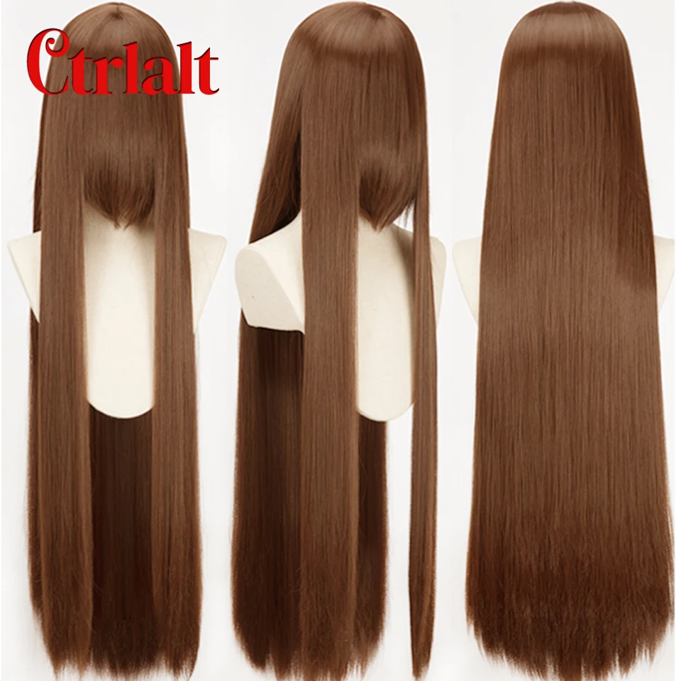 100cm Long Straight  Wigs Synthetic Blonde Red Blue Cosplay Wig High Temperature Fiber  Anime Wigs For Women Fake Hairpiece