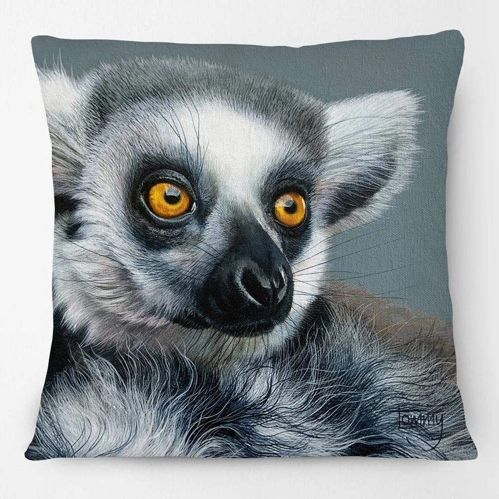 Wild Animals Poster Cushion Covers Puffins King of the Jungle Lion Lemur Gorilla Print Decorative Pillow Case