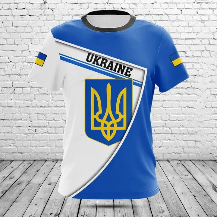 Custom Name Summer Casual Ukraine Shield Skull Graphic T-shirts Unisex Fashion Daily Jersey Loose Oversized Short Sleeve Clothes