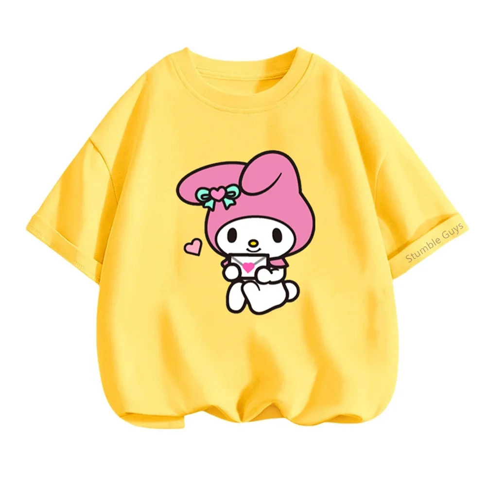 2024 New Anime Cartoon Summer My Melody 3-14y Kids Clothing Kids Girls Fashion T Shirt Casual Teen Tops