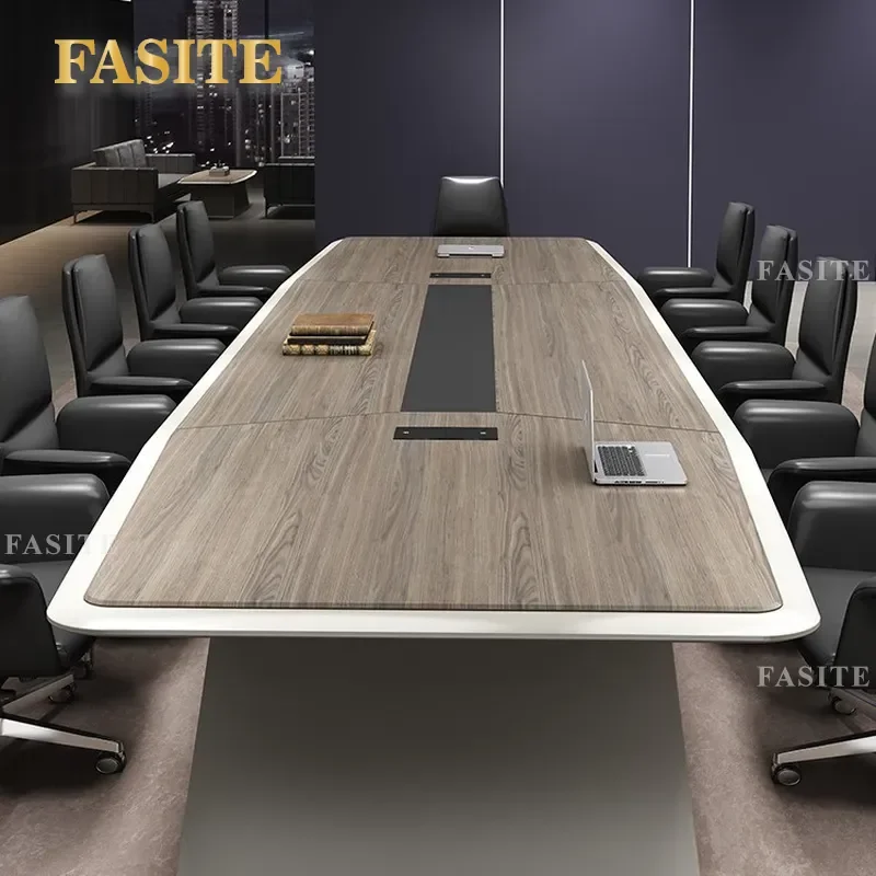 For Modern Office Conference Table Long Simple Meeting Room Reception Negotiation Desk Furniture Set with Chairs Space Saving