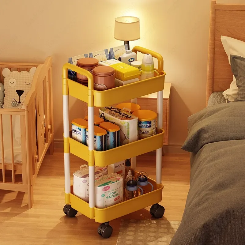 Storage Rack Bookcase Trolley Can Be Moved To The Ground for Household Simple Multi-layer Snack Storage Rack Storage Rack Pulley