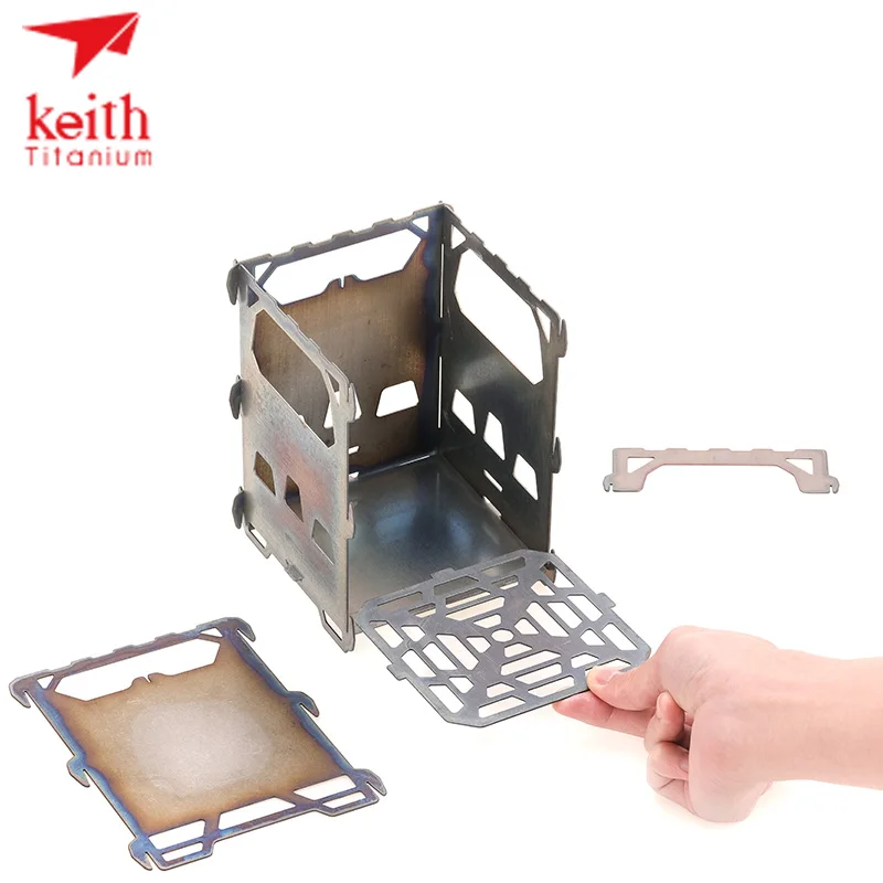 KEITH Titanium Alloy  Mini Foldable Wood Stove Portable Ultralight Outdoor Camping Hiking Survival Cooking Stove