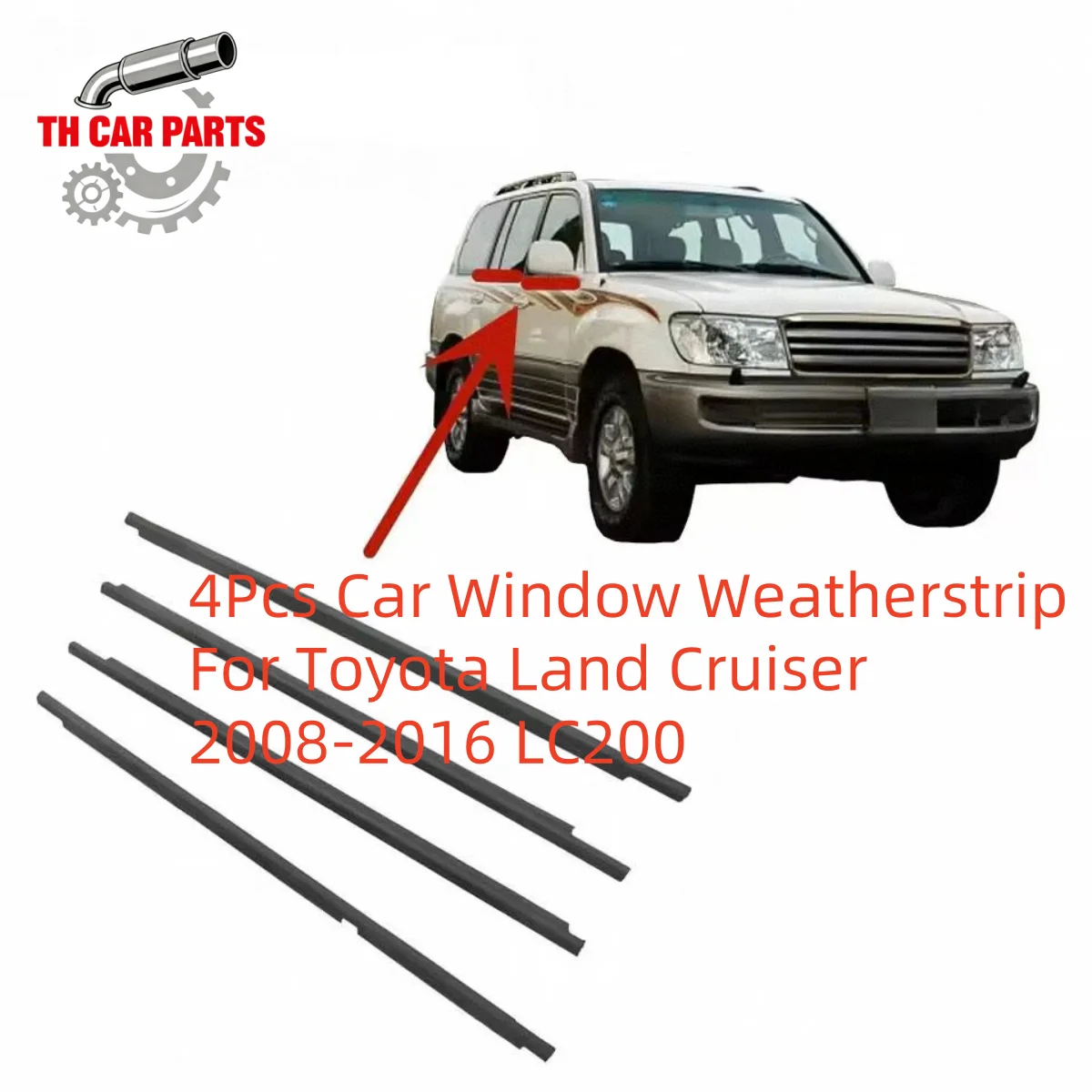

Комплект из 4 уплотнителей для окон автомобиля Toyota Land Cruiser 2008-2016 LC200, молдинг для окон, артикул 75710-60070