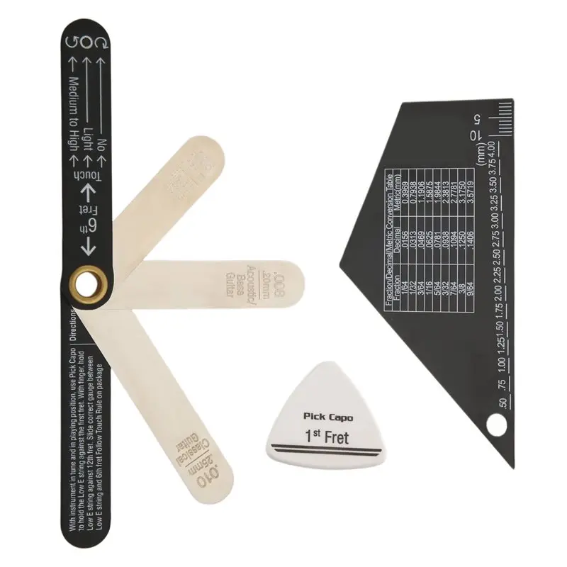 A99I-Guitar Luthier Tools Set Guitar Neck Fingerboard Measuring Ruler Neck Adjuster Relief Gauge Tool Truss Rod Included