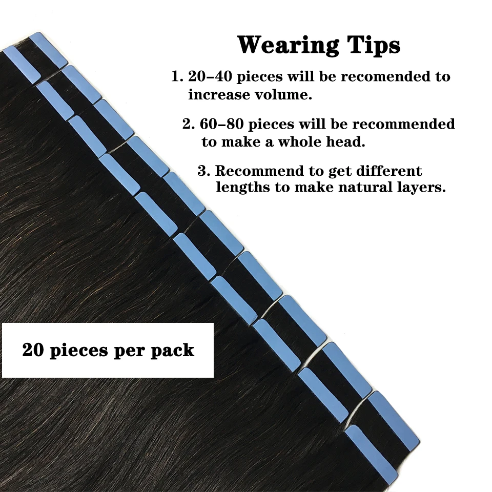 Extensiones de Cabello Humano Real Remy Brasileño Lacio con Cinta Adhesiva, Calidad de Salón para Mujer 4