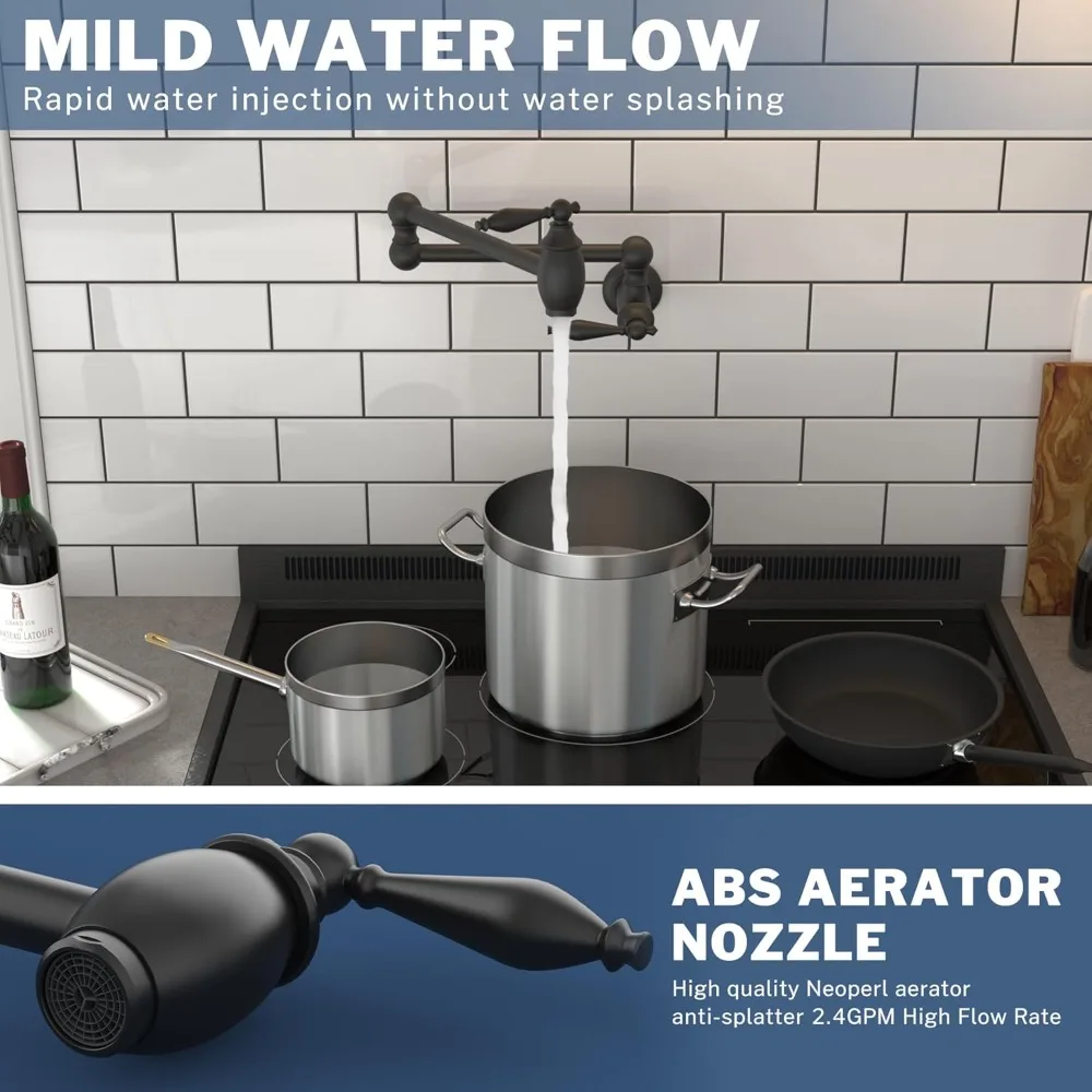 

Pot Filler Matte Black Kitchen Sink Pot Filler Faucet Wall Mount Kitchen Faucets Over Stove Faucet Brass Folding Faucet