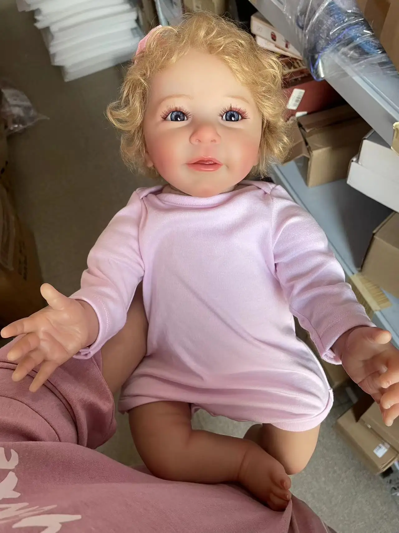 Reborn Baby Butter avec cheveux enracinés, Cute Girl Butter, 3D Skin Tone with Veins, Soft Cuddle Body, High Quality Collecemballages Art Butter, 55cm