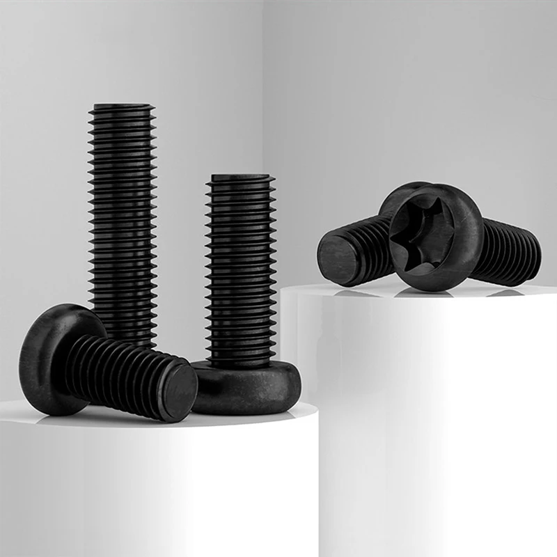 10.9 Grade High Strength Torx Pan Head Tamper Resistant Screws, Black Oxide Anti-Theft Round Head Fasteners M6 M8 M10 20~30Pcs