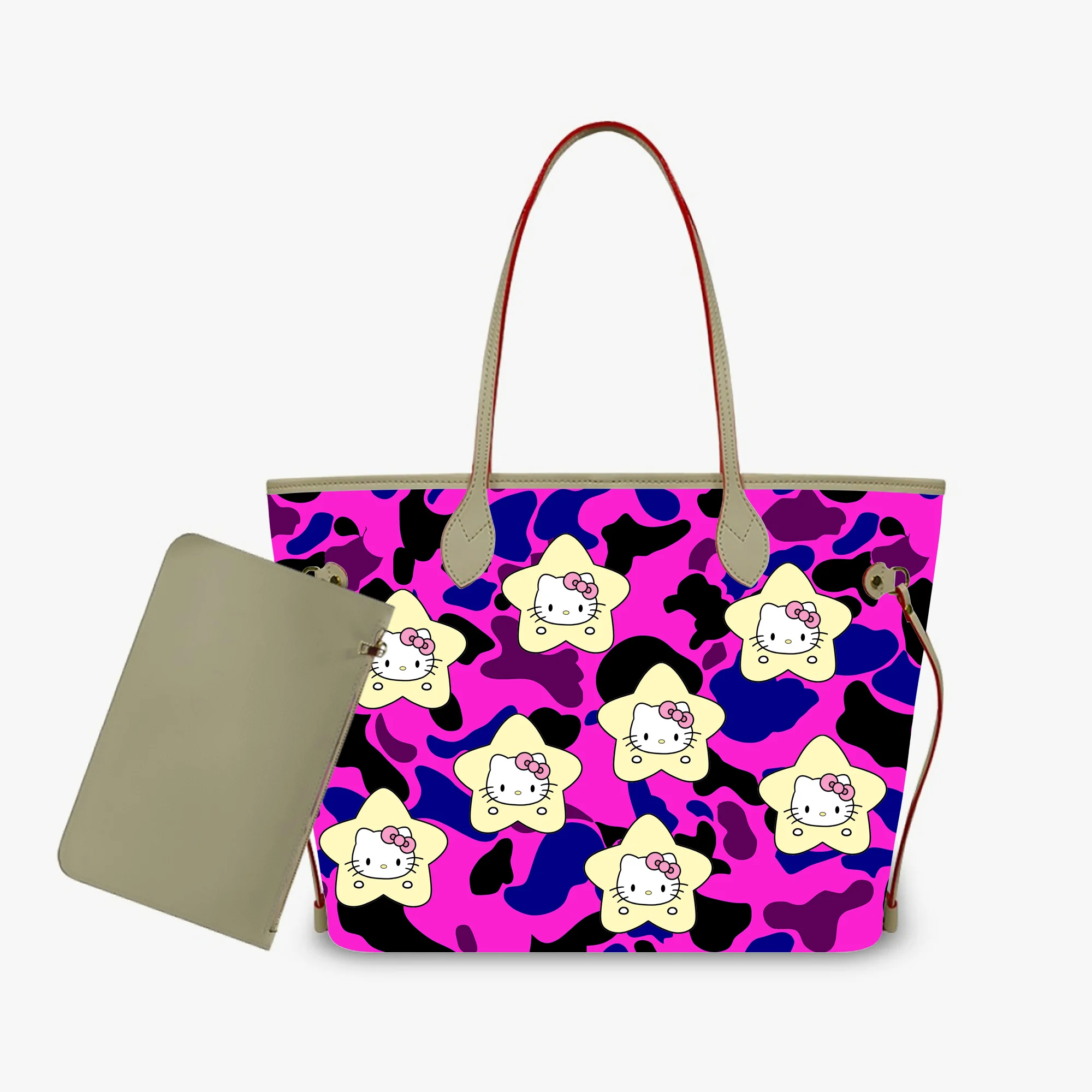 

Customized Irregular Pattern Hello Kitty Pattern Fashionable Women'S Handbag With Large Capacity Storage Pu Shoulder Bag