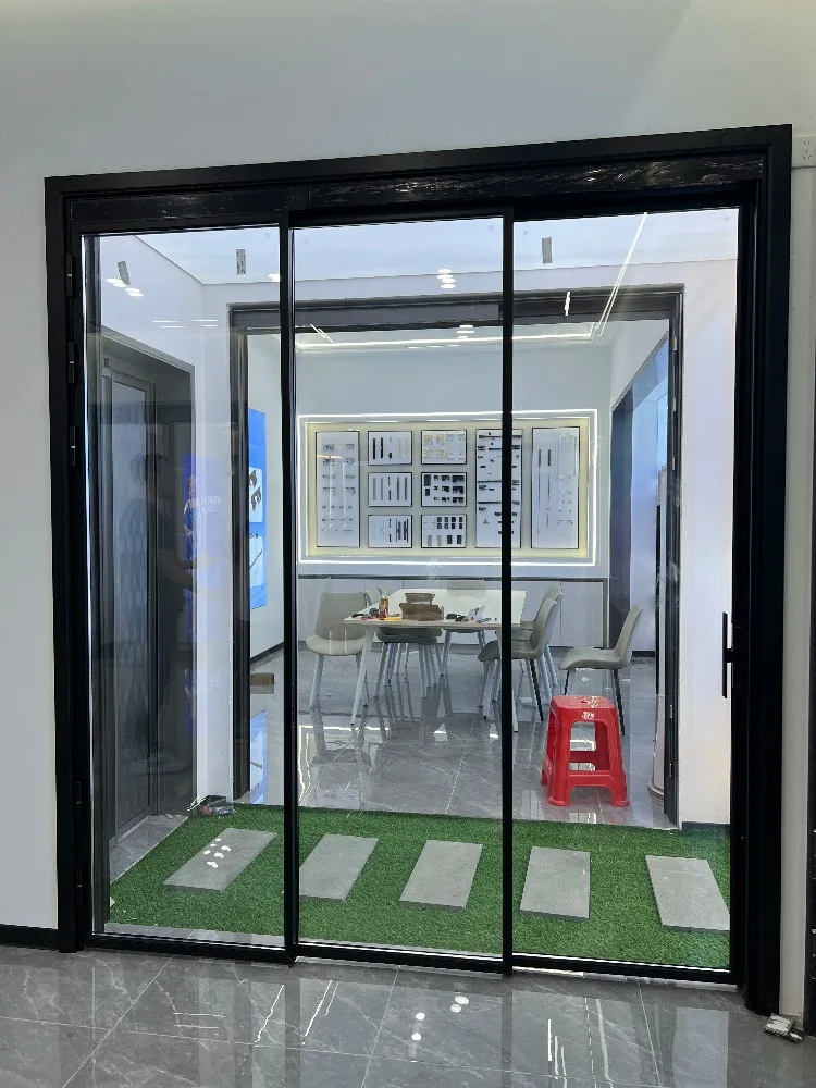 Ultra Slim Aluminum PT Sliding Door Large Glass Panel Modern Interior Balcony Partition Door Custom Minimalist Design