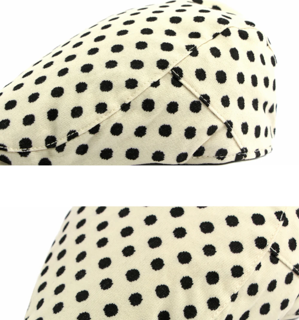 HT5103 Herren- und Damen-Baskenmützen, Vintage Künstler-Mütze, Unisex Gepunktete Ivy-Flatcap, Neue Frühling-Herbst Verstellbare Baskenmütze – Detail 5
