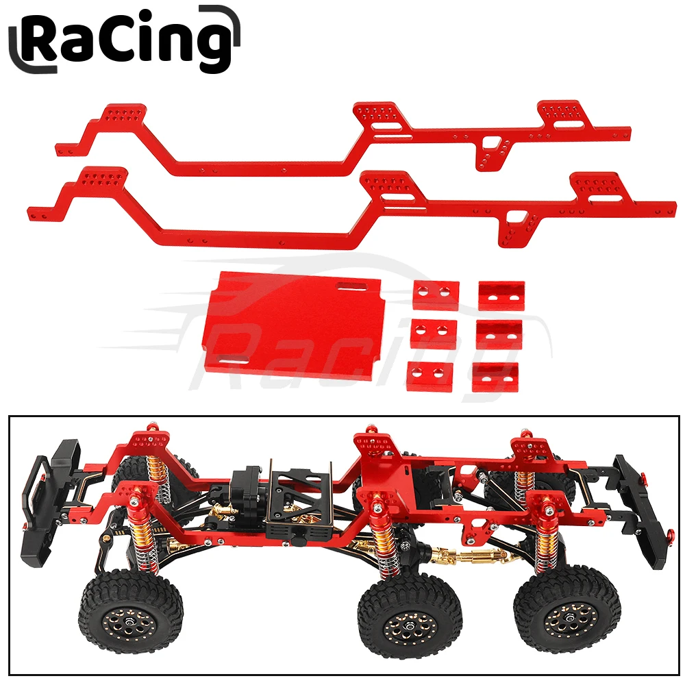 Zestaw boczny szyny podwozia ze stopu aluminium lub mosiężna oś środkowa do 1/18 RC TRX-4m TRX4m do 6x6 rama samochodu części zamienne do DIY