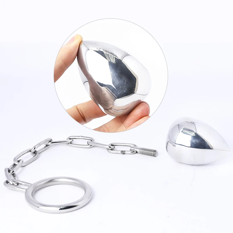 Stainless Steel Anal Plug With Cock Ring Male Penis Ring Chastity Metal With Chain Butt Plug Adult Game Anal Sex Toys For Men