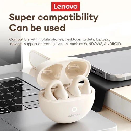 Imagen 2 del producto Auriculares Origina Lenovo LP25 Bluetooth V5.4, auriculares multifunción con diseño de clip para la oreja, carga rápida con puerto tipo C