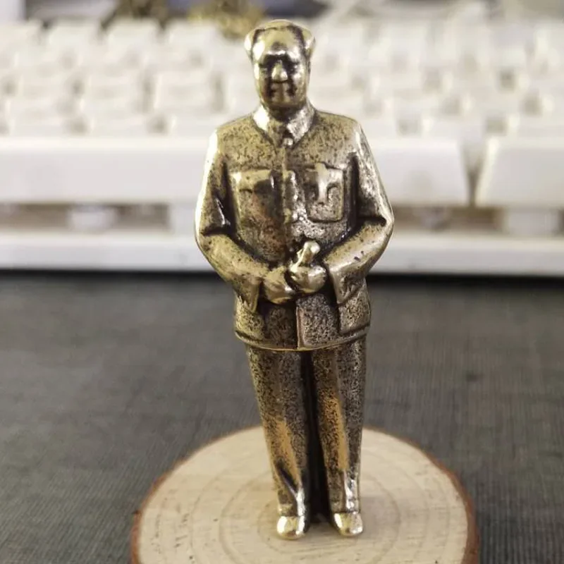 Bronze Miniature Sculpture Retro Pure Copper Solid Chairman Mao Zedong Statue Full Body Figurine Decorative Ornaments Home Garde