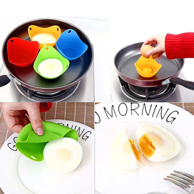 4PCS Silicone Egg Poacher Poaching Pods Pan Mould Egg Mold Bowl Rings Cooker Boiler Kitchen Cooking Tool Accessories Gadget