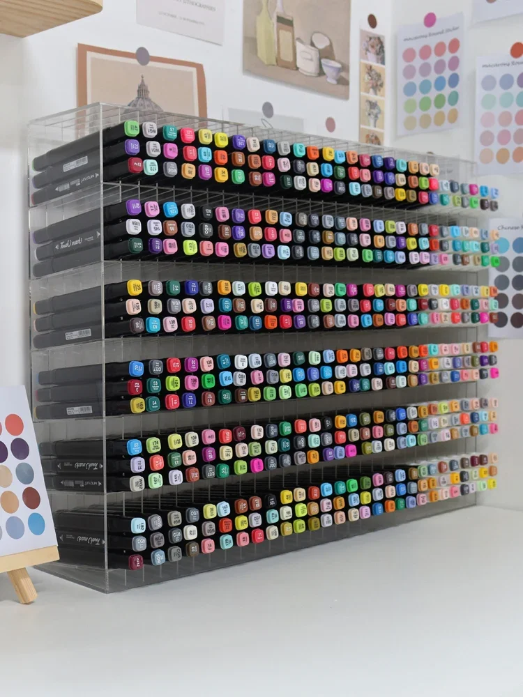 Marker Pen Holder Acrylic Stationery Storage Transparent Pen Pencil Storage Shelf Office School Supplies Marker Organizer Large