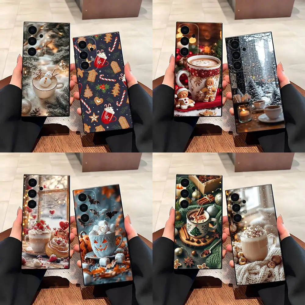 

Christmas Art winter Coffee Phone Case For Samsung S25,S24,S21,S22,S23,S30,Ultra,S20,Plus,Fe,Lite,5G Black Cover
