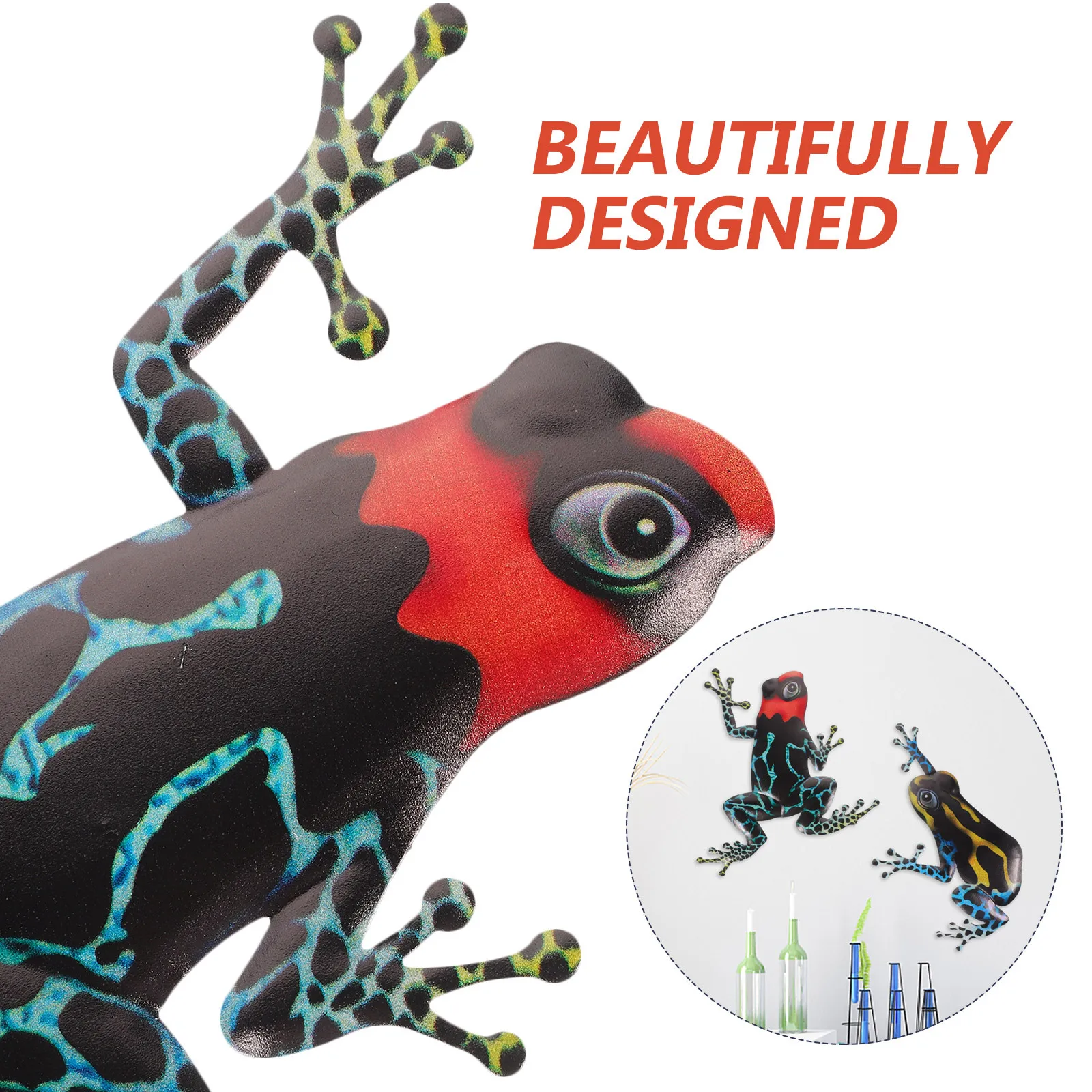 

2Pcs Iron Frogs Wall Hanging Ornament Creative Home Party Bar Decoration Vivid Iron Art Pendant Desktop Decor Home Decor