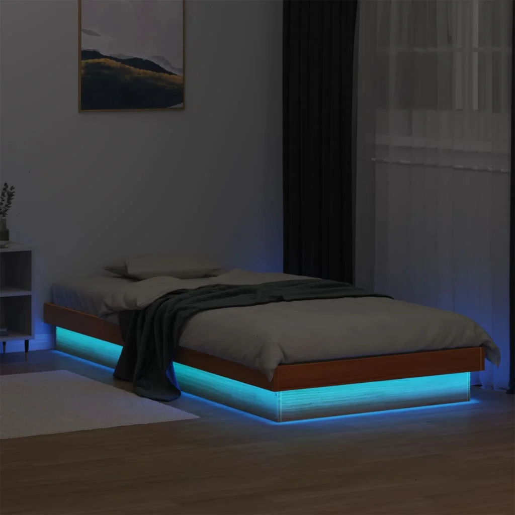 Cadre De Lit À Led Sans Matelas 100X200 cm Bois Massif