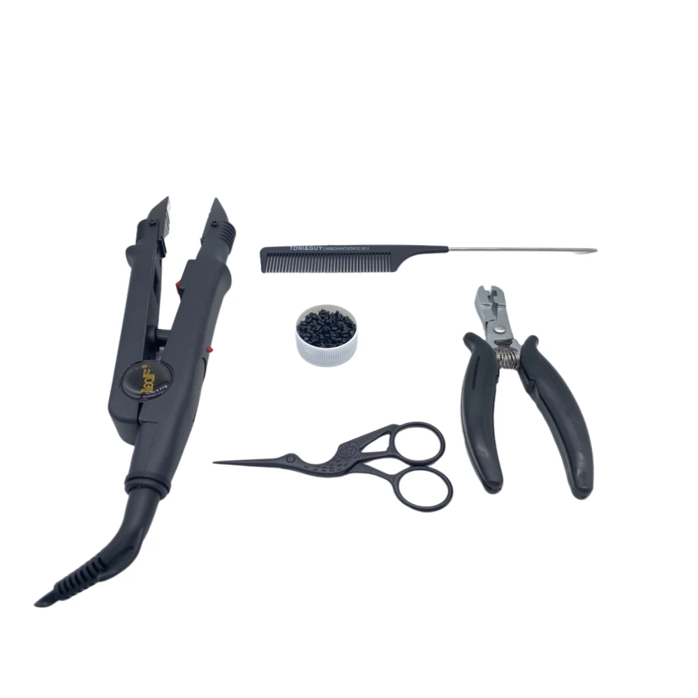 

5 pcs Hair Extension Kit EU plug 611 Constant Temperature Hair Extension Iron, Sectioning Comb, 20g Italian glue grains