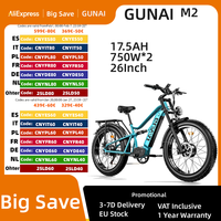 GUNAI-M2 Electric Bike 2000W Dual Powerful Motor 26x4.0 Fat Tire Adults Electrical Bicycle 130NM Torque 48V 17.5AH Battery Ebike