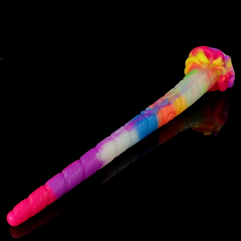 YOCY 16.9Inch Long Butt Plug Unicorn Fantasy Dildo Silicone Soft Anal Plug Glowing In Dark Sex Toy For Women Men Anus Masturbate