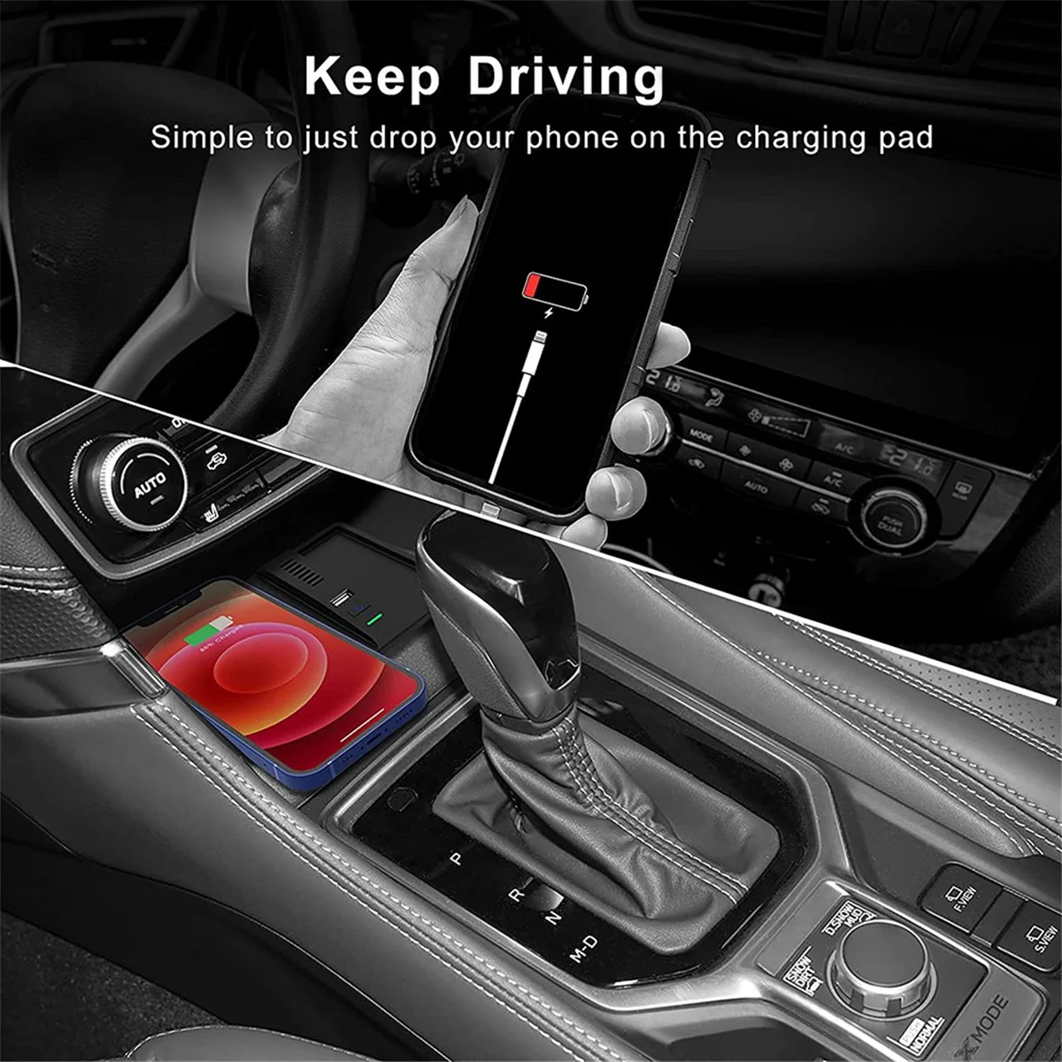 

A82T-10W Car Mat Center Console Storage Box Wireless Charger for Subaru Forester 2019-2022 Wireless Charging