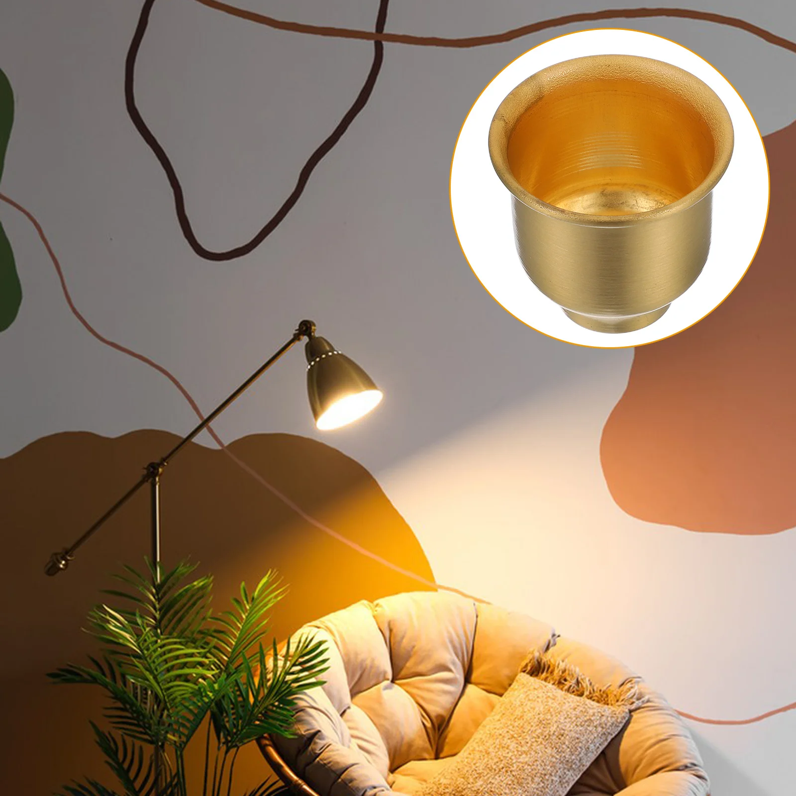 

Brass Cup E14 Socket Holder Vintage Lamp Shade Cover Tea Light Receptacle Decorative Metal Insert For Home Decor