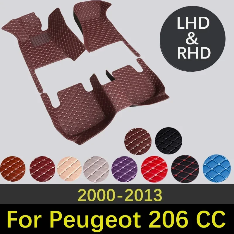 Custom High Quality Leather Car Floor Mats For Peugeot 206CC 206 CC T16 2000~2013 Interior Accessories Carpets Car Styli