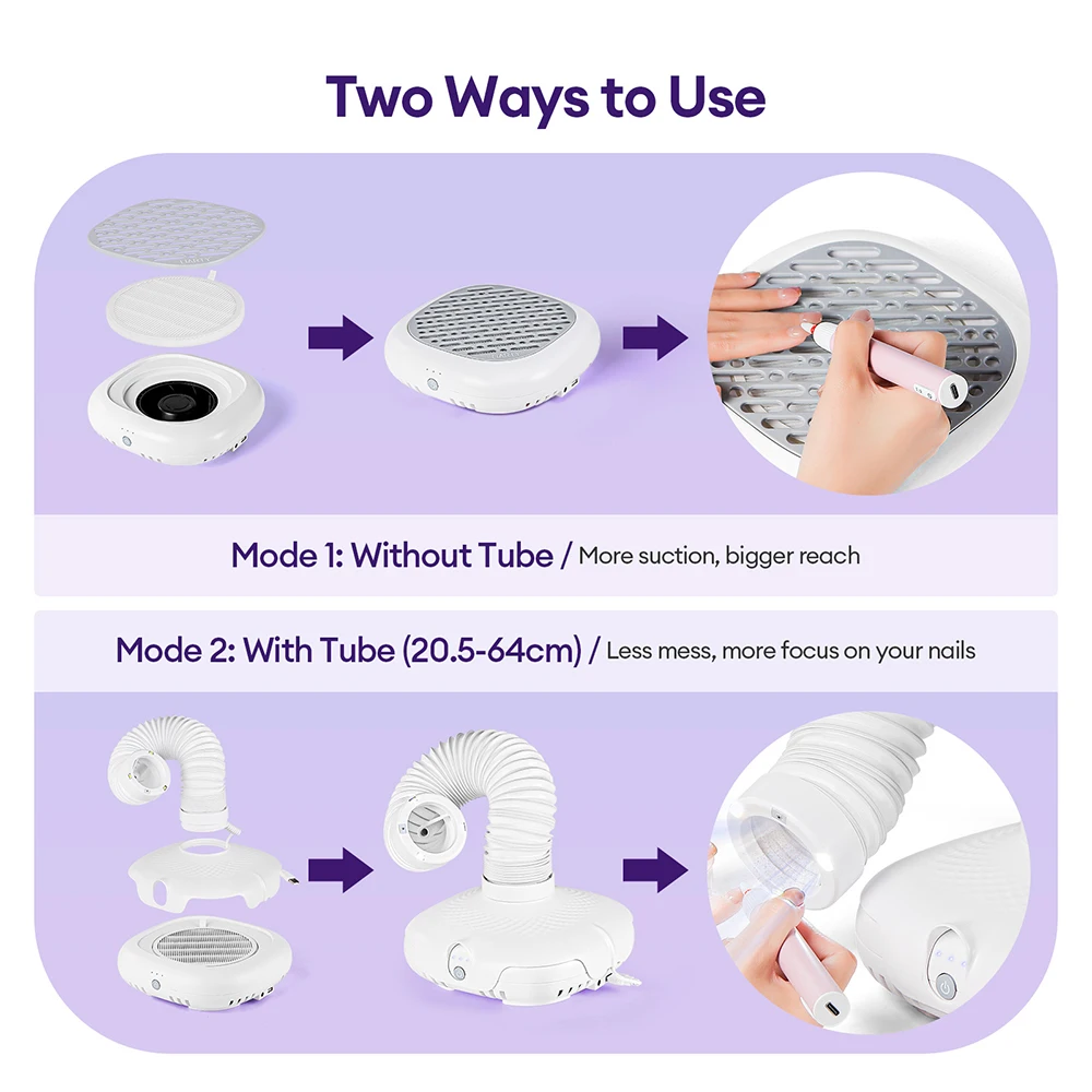 130W Super Suction Brushless Nail Dust Extractor Powerful Nail Dust Collector Nail Art Manicure Fan Vacuum Cleaner With 2 Filter