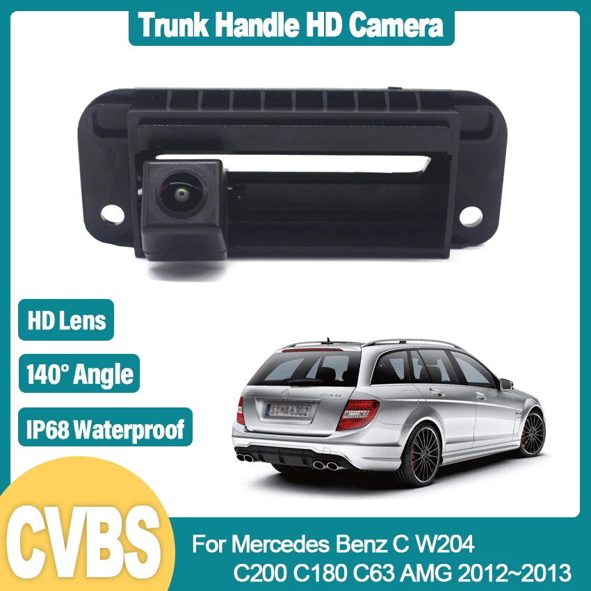 

HD Car Trunk Handle Back Up Parking Reverse Camera Rear View Camera For Mercedes Benz C W204 C200 C180 C63 AMG 2012~2013