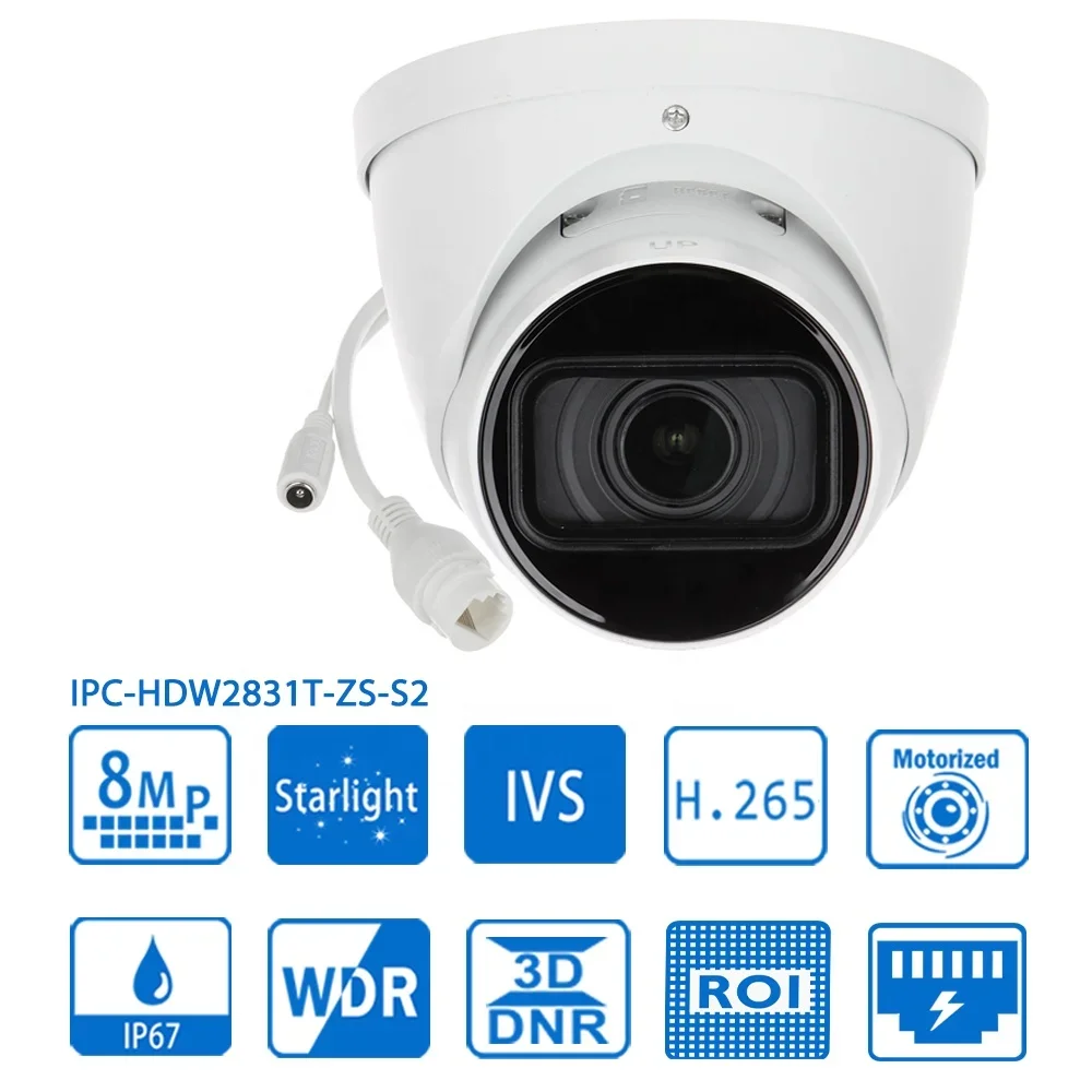 DH 5MP 4MP 4K 8MP 屋外用5倍光学ズーム電動式駐車場ビデオ録画PoE IPCファームタレット監視IPカメラ