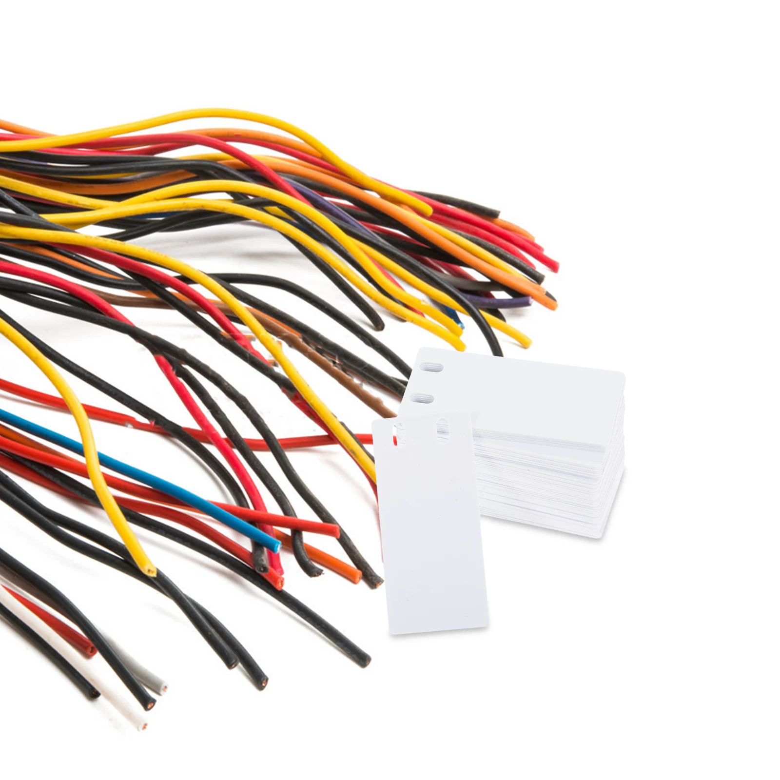 

50 Pcs Cable Identification Plate Blank Tags Pvc Labels Electric Wire Cord White