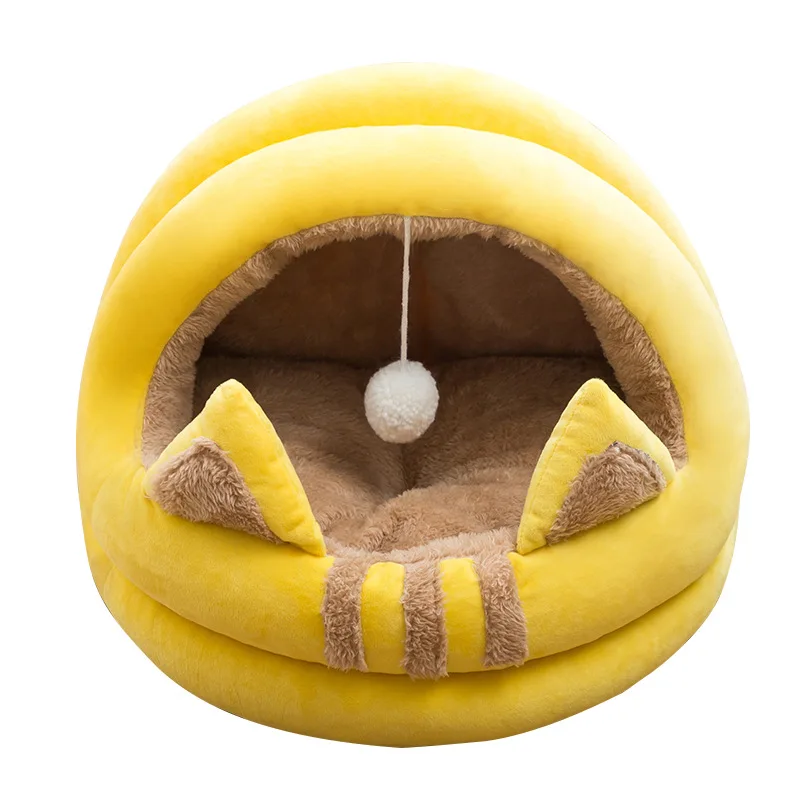 Cartoon Internet Celebrity Cat Nest Semi Enclosed Cat And Dog Nest All Season Comfortable Plush Pet Mat