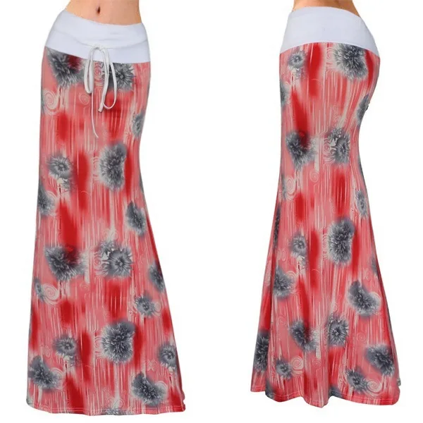 Spring Summer New Fashion High Waist Loose Fragmented Flower Print Casual Elastic High Wrapped Hip Mid Length Dress