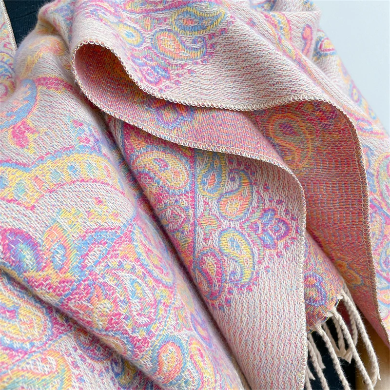 Luksusowa kaszmirowa pashmina na jesień, szal, chusta dla kobiet, ciepłe zimowe szale, koc, wzorzysty damski foulard, poncho, etola. ﻿