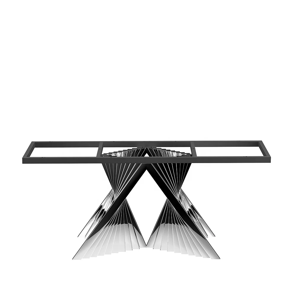 Mirror stainless steel legs Non-standard shape Unique metal table base Square table