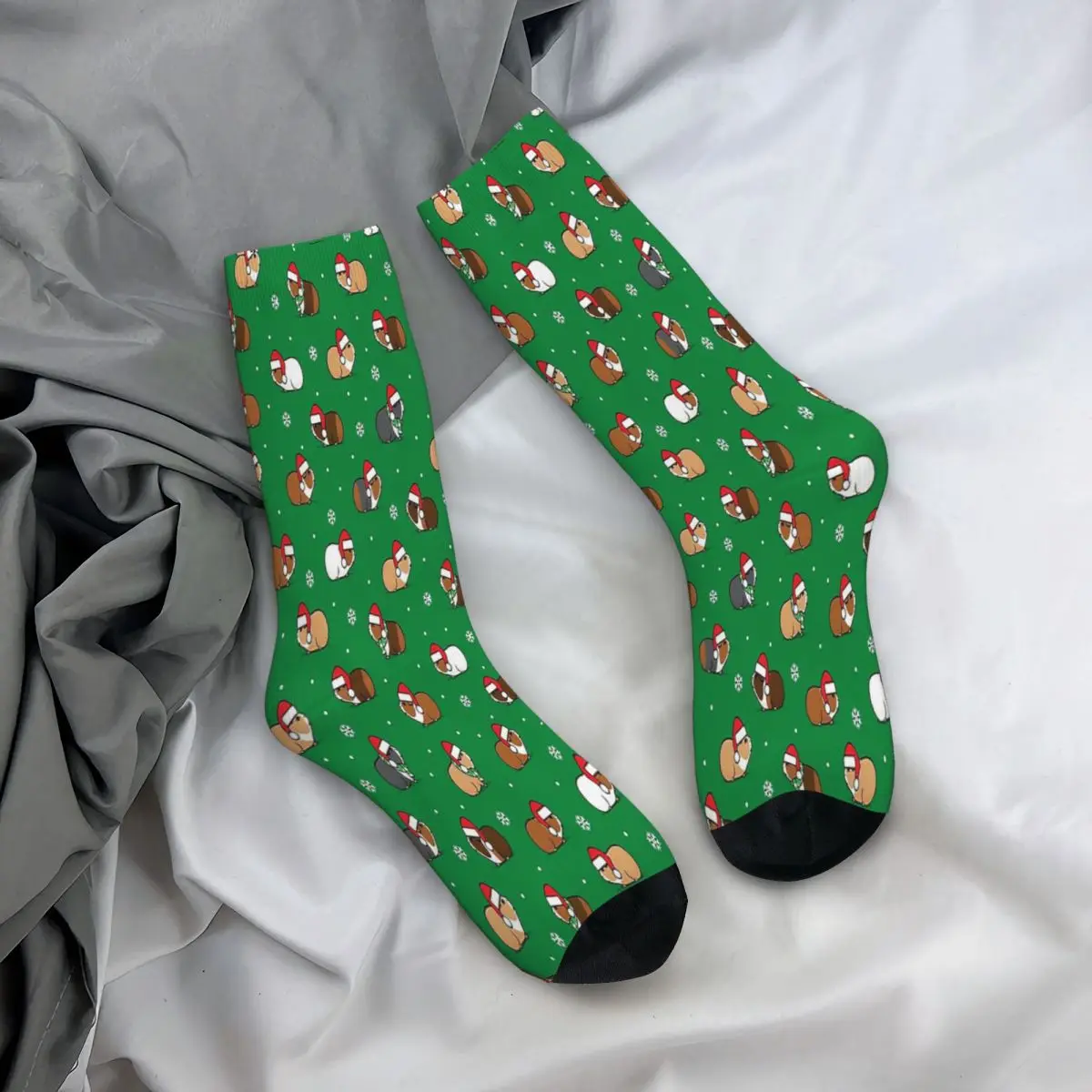 Christmas Green Guinea Pig Cavia Porcellus Animal Socks Male Mens Women Spring Stockings Polyester