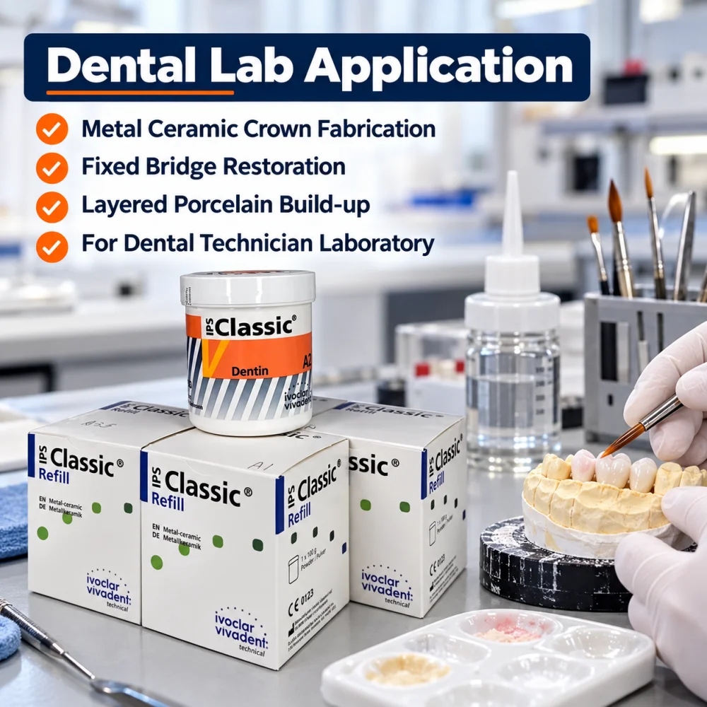 100g Ivoclar IPS Classic V Porcelain Dentin Incisal Transparent Ceramic Porcelain Powder Dental Crown Veneer Bridge Dental Lab