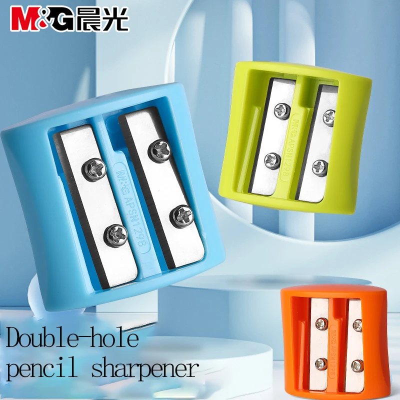 M&G Double-hole pencil sharpener, a manual pencil sharpener designed specifically for students, can sharpen eyebrow pencils, sui