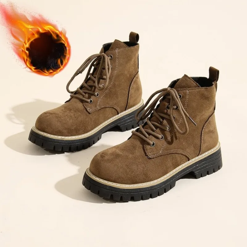 الخريف والشتاء سميكة القاع أحذية ركوب الخيل منصة مقاومة للماء جلد أحذية نسائية الموضة أخضر أسود حجم كبير 42 43