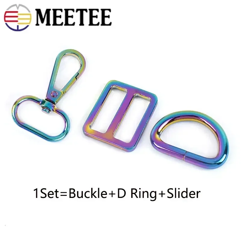 2Sets 16-38mm Metal Buckle Lobster Clasp D Ring Tri Glide Buckles for Bag Strap Dog Collar Adjuster Hook DIY Accessories