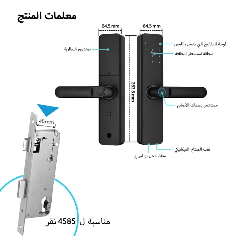 Saudi New Fingerprint Smart Door Lock TTLock App Code Card Key Digital Electronic Lock For Home For Apartment system 4585