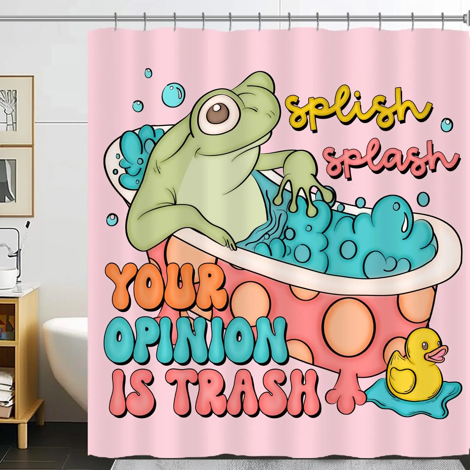 Funny Frog Shower Curtains, Humor Sarcastic Froggy , Shower Curtains with Metal Hooks for Bathroom Decor