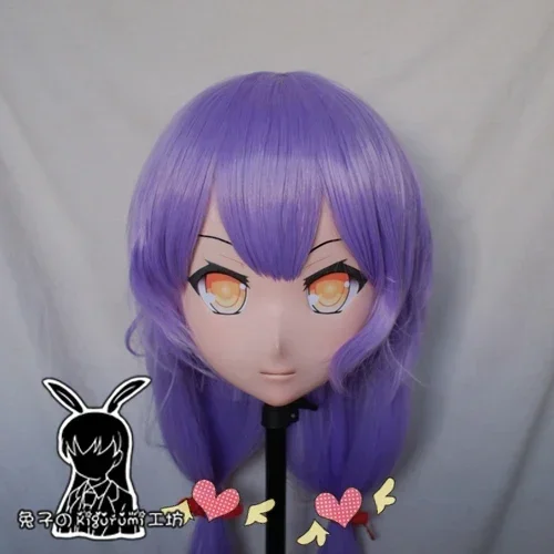 Vestido cruzado de resina para niña bonita, máscara de muñeca de Anime japonés Kigurumi, Cosplay con peluca, conejo 100